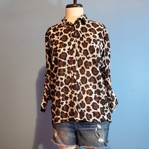 MK Leopard Print Blouse. Size XS